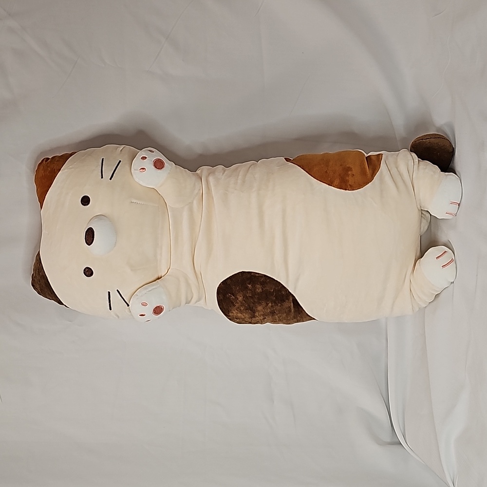 Jumbo Sized Long Mochi Stuffing Calico Cat Plushie